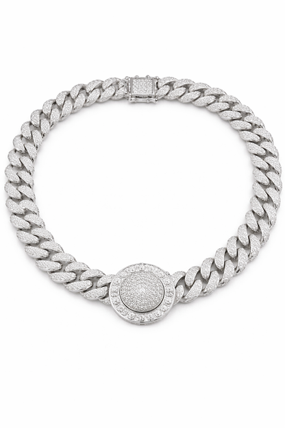 Iced Halo Medallion Cuban Link Chain