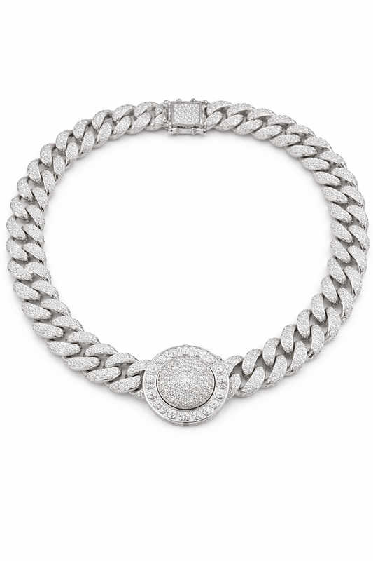 Iced Halo Medallion Cuban Link Chain