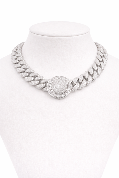 Iced Halo Medallion Cuban Link Chain