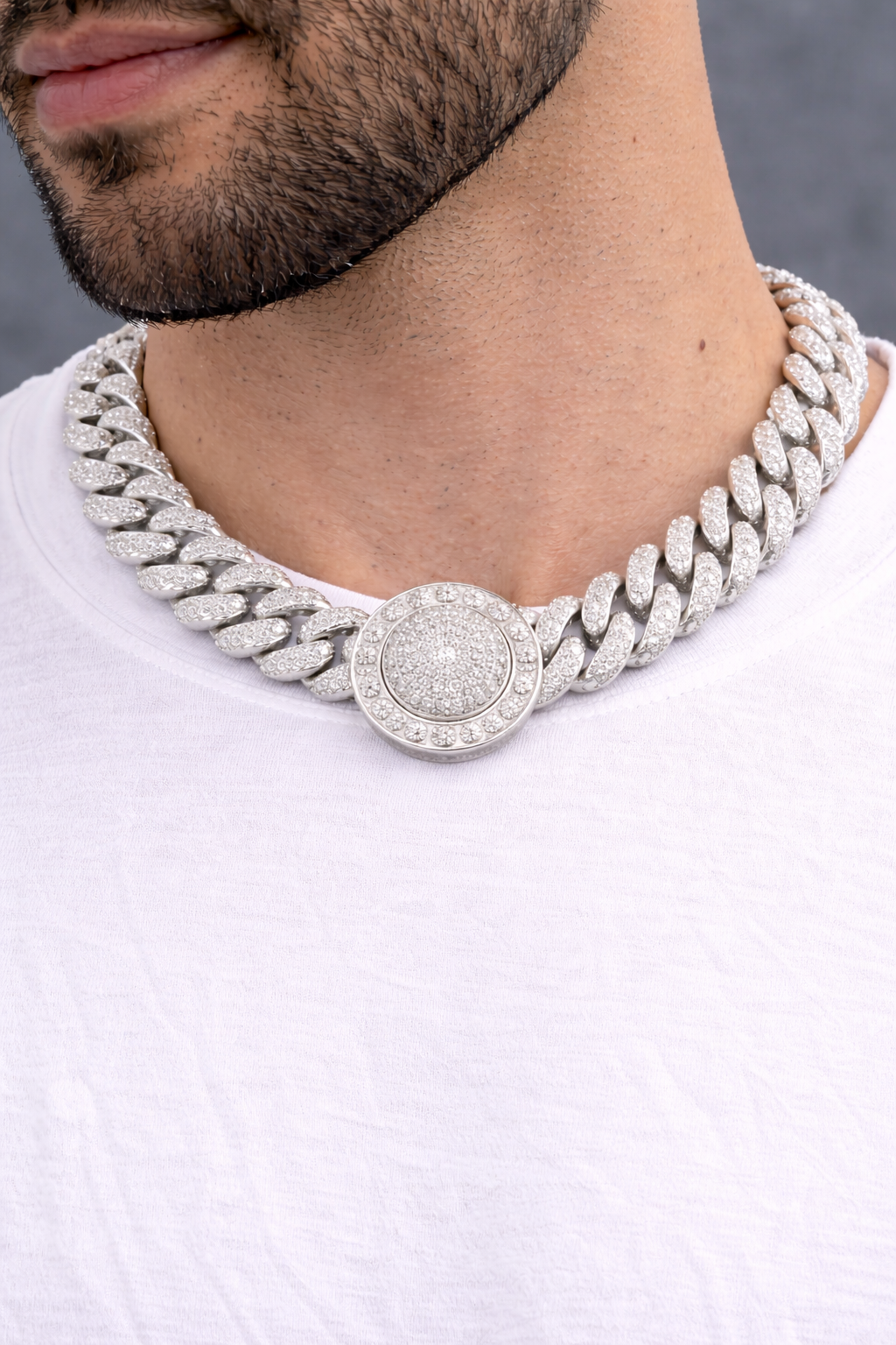 Iced Halo Medallion Cuban Link Chain