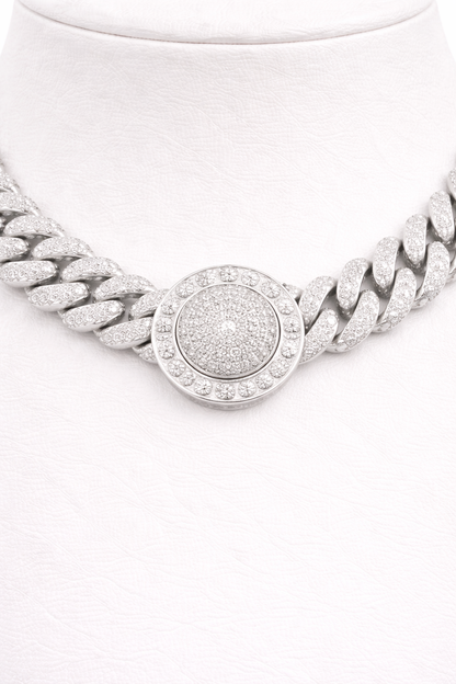 Iced Halo Medallion Cuban Link Chain
