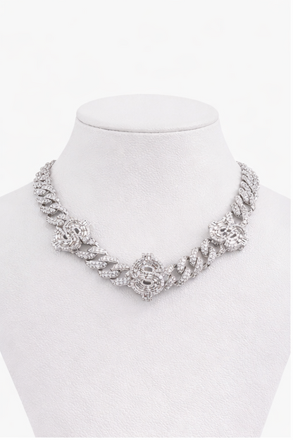 Iced Dollar Sign Cuban Link Chain