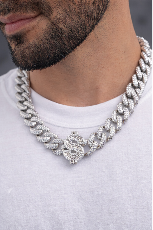 Iced Dollar Sign Cuban Link Chain