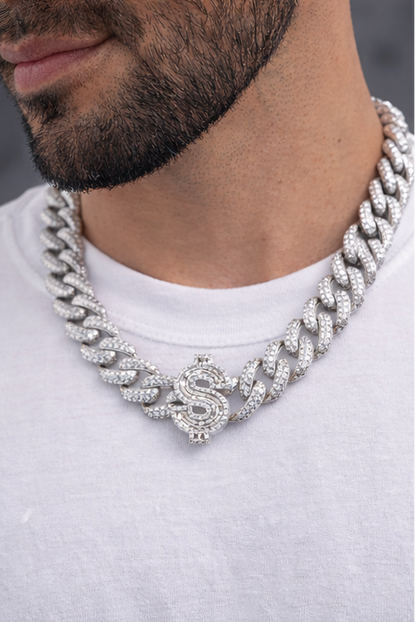 Iced Dollar Sign Cuban Link Chain